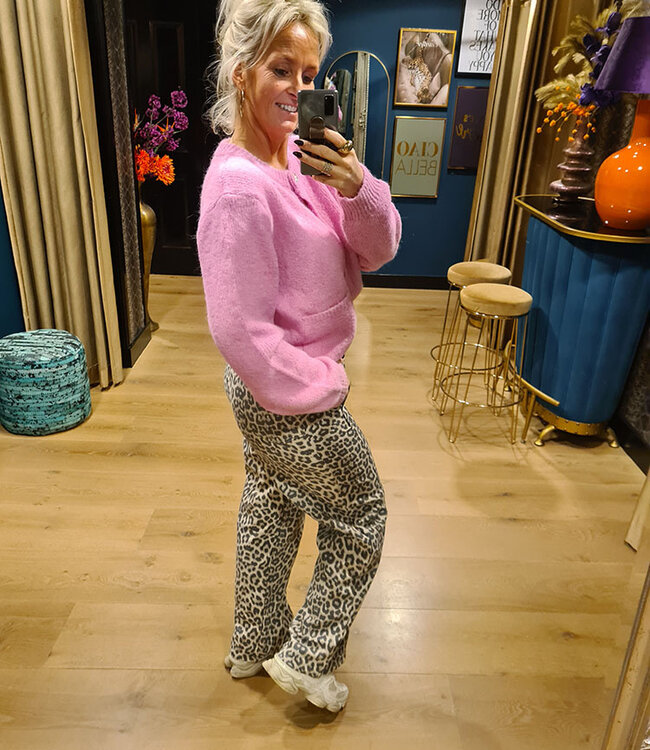 Azzurro Knit Vestje Hartjes Knopen Roze