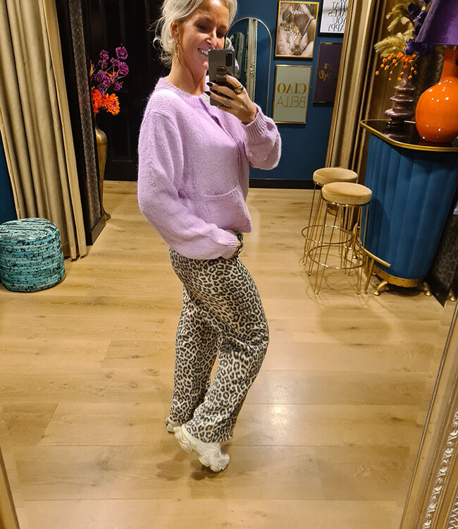 Azzurro Knit Vestje Hartjes Knopen Lila