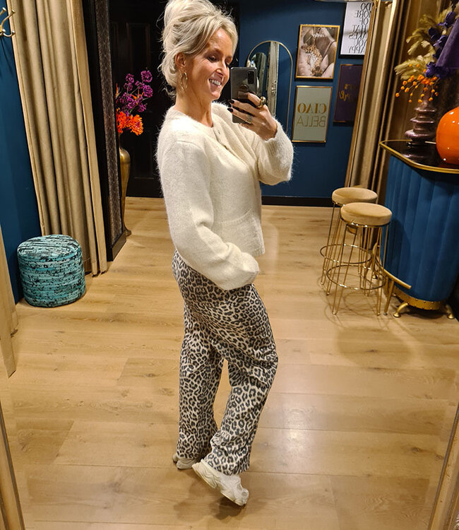 Azzurro Knit Vestje Hartjes Knopen Beige