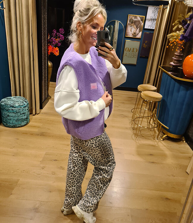 Reversible Teddy Gilet Azzurro  Lila