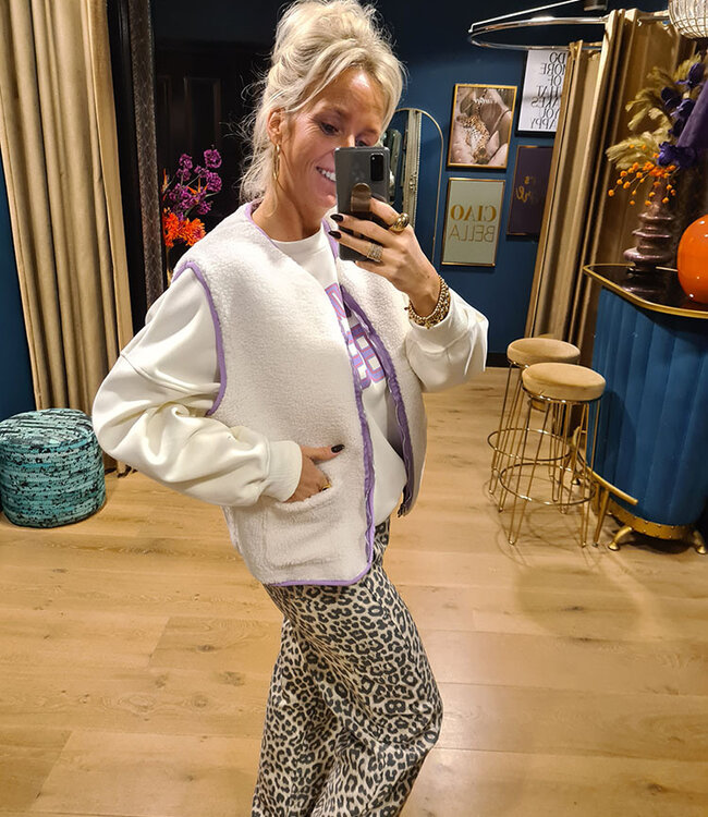 Reversible Teddy Gilet Azzurro  Lila