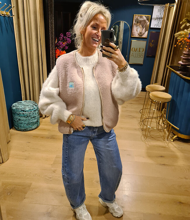 Reversible Teddy Gilet Azzurro Beige