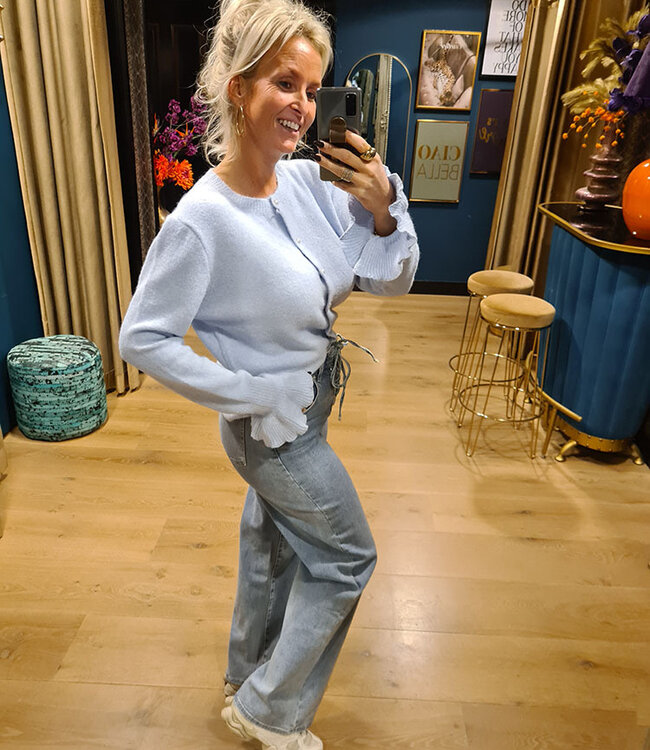 Vestje Parelknoopjes Uitlopende mouw Lichtblauw