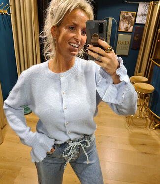 Vestje Parelknoopjes Uitlopende mouw Lichtblauw