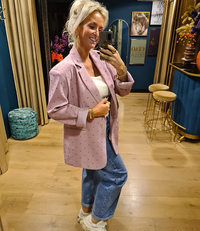 Luxe Blazer met Strass Steentjes Lila