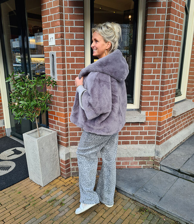 Faux Fur Bodywarmer met Capuchon Grijs