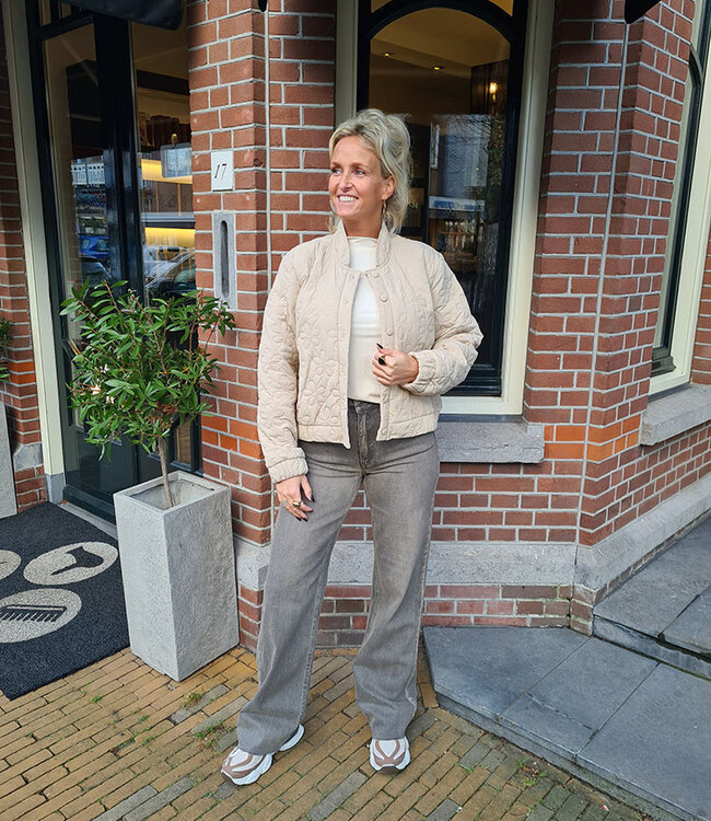 Azzurro Gewatteerd Jacket Flower Beige