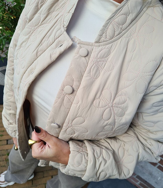 Azzurro Gewatteerd Jacket Flower Beige