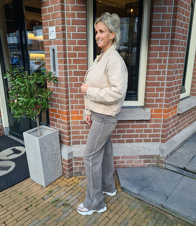 Azzurro Gewatteerd Jacket Flower Beige