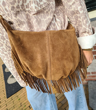 Vromy Suede Franje Tas Cognac