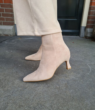 Enkellaarsjes Hakje Suedelook Beige