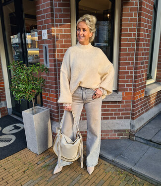 Azzurro Oversized Knit Trui Beige