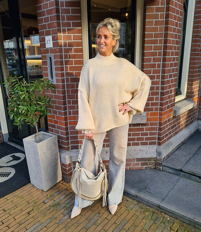 Azzurro Oversized Knit Trui Beige