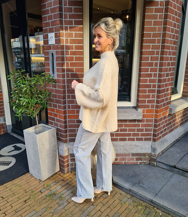 Azzurro Oversized Knit Trui Beige