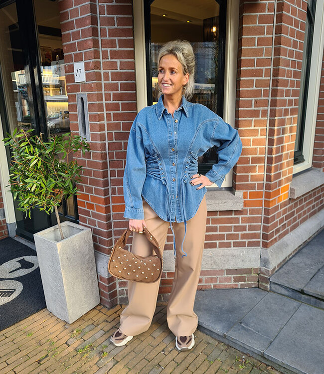 Denim Overhemd/ Blouse Getailleerd Blauw