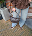 Lederen Bag Halve Maan met Gouden Studs Donkerbruin