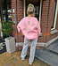 Oversized Sweater met Fleece Bisou ROZE/Beige