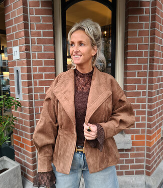 Suedelook Jacket Getailleerd Camel