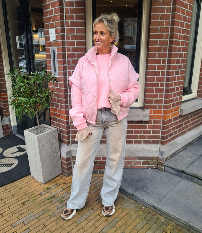Gewatteerde Bodywarmer Rits Roze