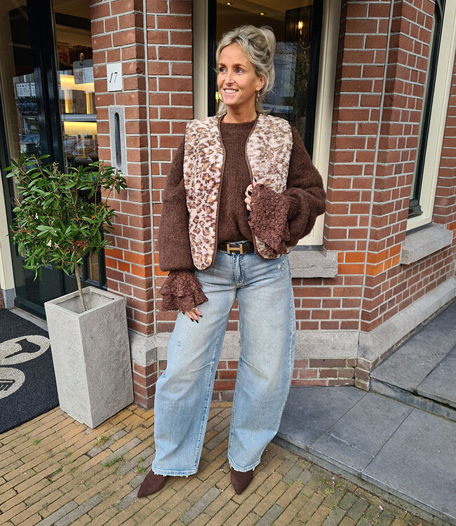 Teddy Gilet Azzurro  Leopard