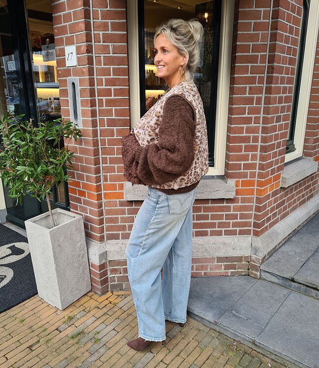 Teddy Gilet Azzurro  Leopard