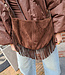 Vromy Suede Franje Tas Donkerbruin