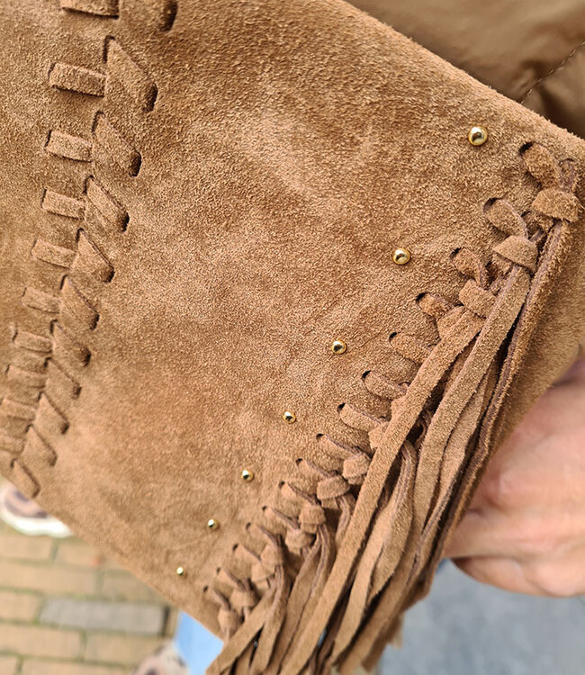 Angie Suede Fringe Bag Camel