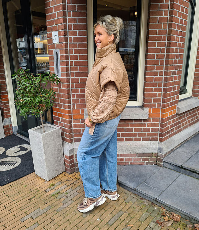 Gewatteerde Bodywarmer Rits Camel