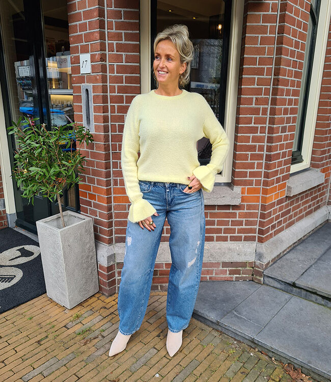 Alpaca Trui Uitlopende Mouw Geel