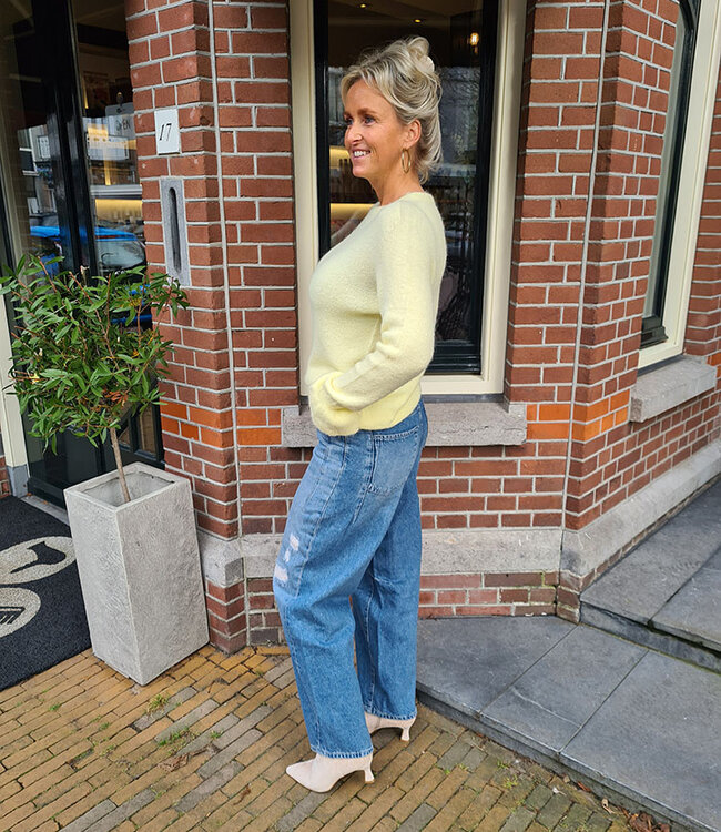 Alpaca Trui Uitlopende Mouw Geel