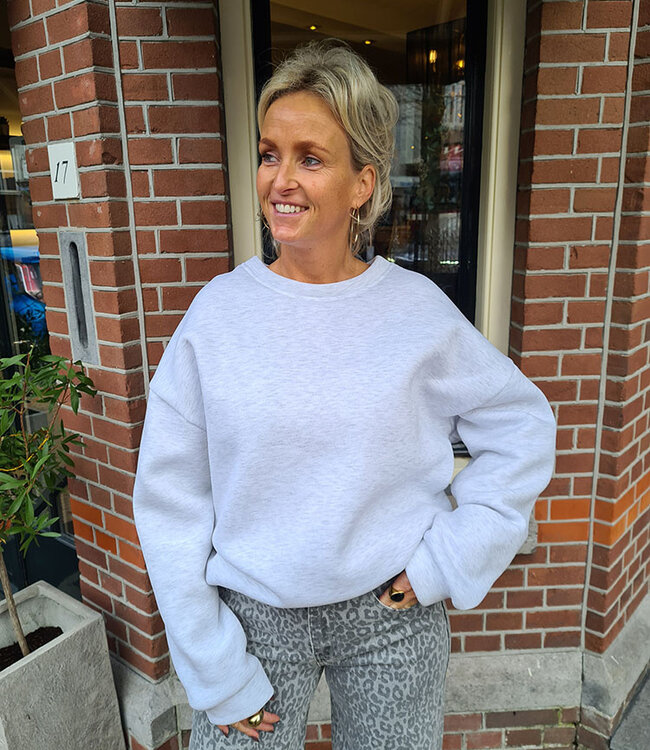 Oversized Sweater met Fleece Bisou GRIJS/Roze