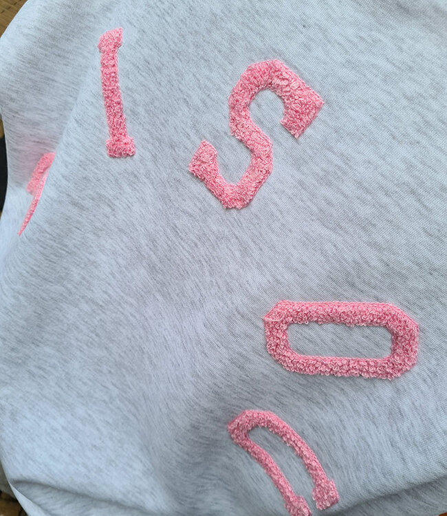 Oversized Sweater met Fleece Bisou GRIJS/Roze