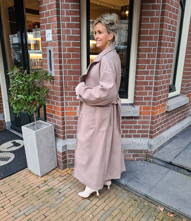 Extra Lange Mantel Taupe