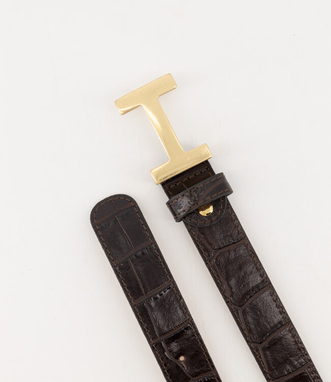 Look-a-Like Riem Her Croco Lak Donkerbruin