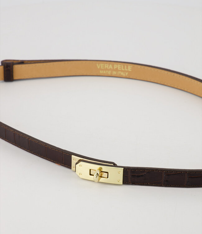 Verstelbare Ceintuur Lak Croco Donkerbruin