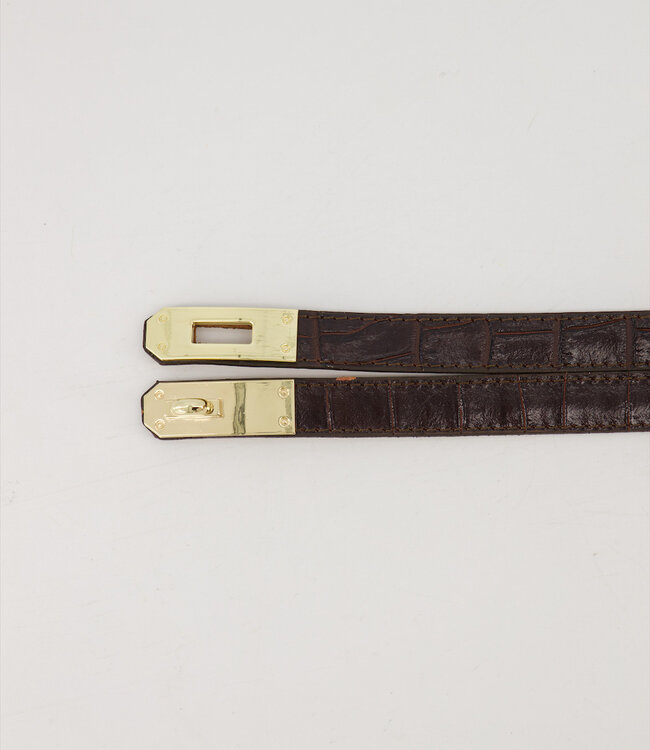 Verstelbare Ceintuur Lak Croco Donkerbruin