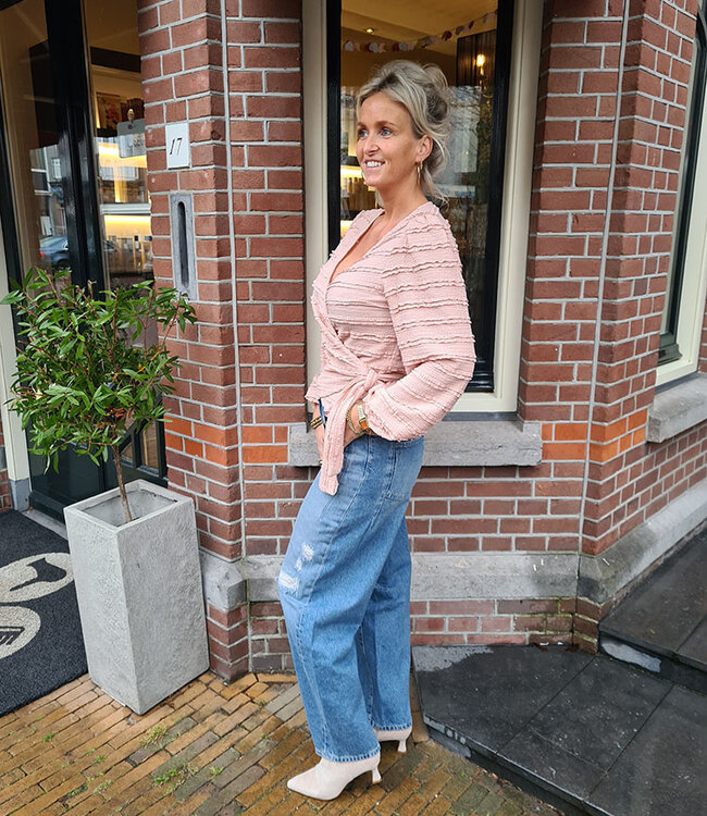 Stretchie Wikkelblouse Ruffle Roze