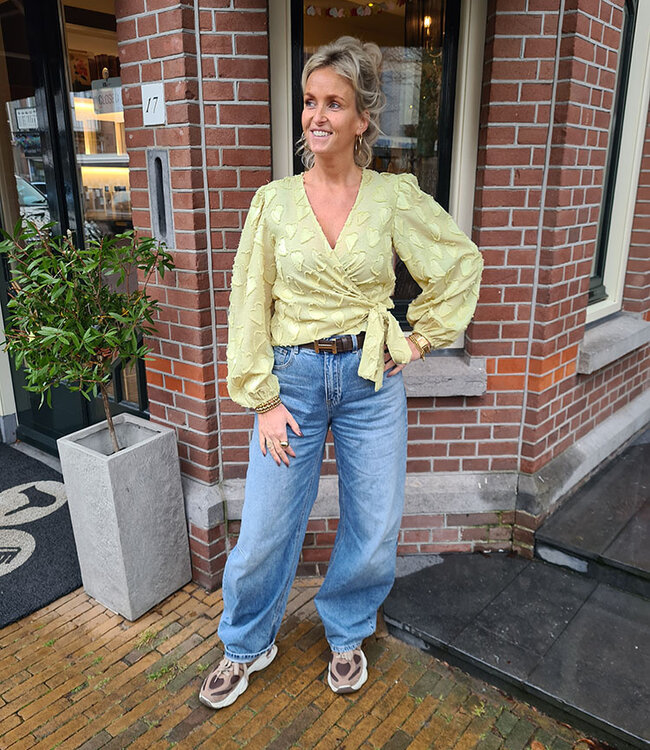 Wikkelblouse Hartjes Stof Lime Groen