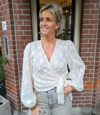 Wikkelblouse Hartjes Stof Crème