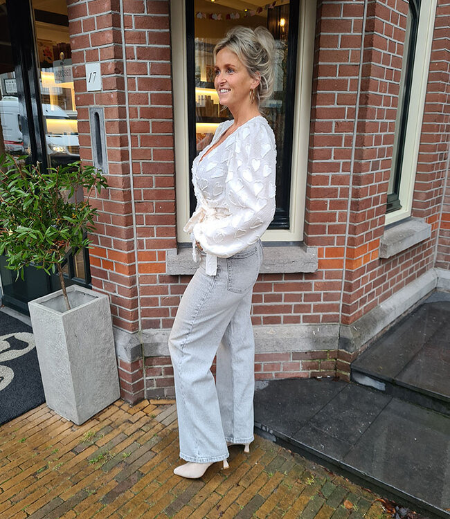 Wikkelblouse Hartjes Stof Crème