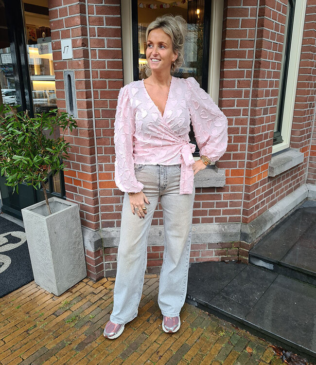 Wikkelblouse Hartjes Stof Roze