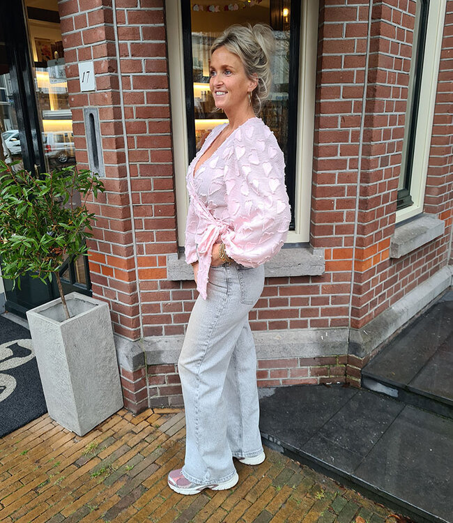Wikkelblouse Hartjes Stof Roze