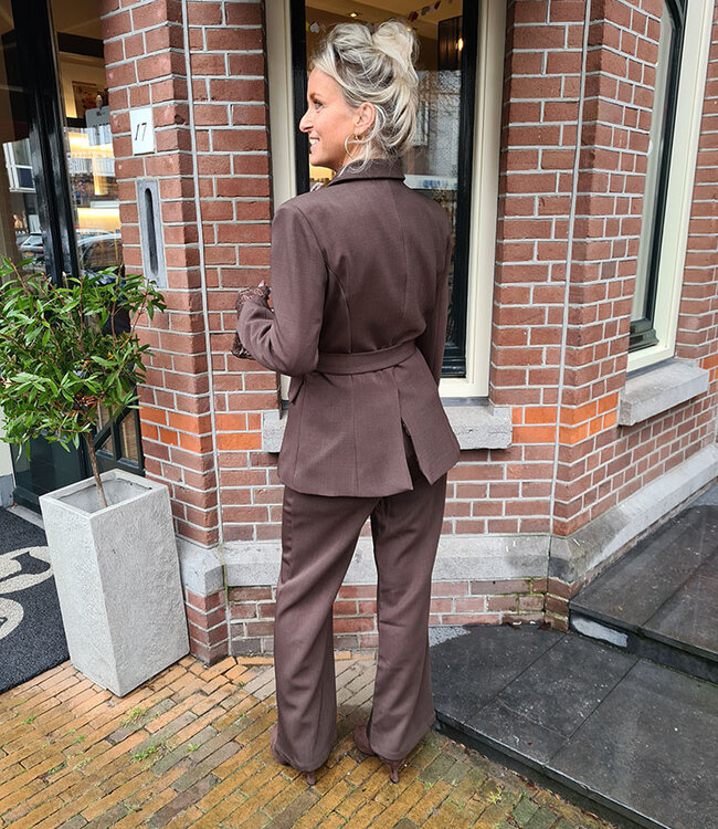 Blazer met Ceintuur Donkerbruin