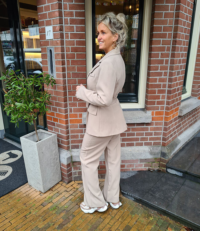 Blazer met Ceintuur Taupe