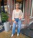 Blouse Vhals met Roos Beige