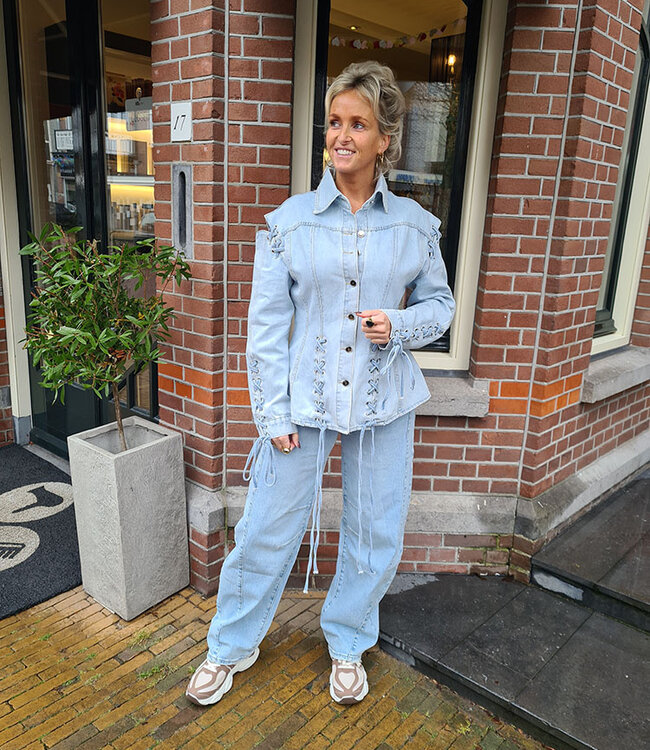 Spijkerblouse met Gevlochten Details 2576