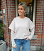 Oversized Tee met Kantenmouwen Crème
