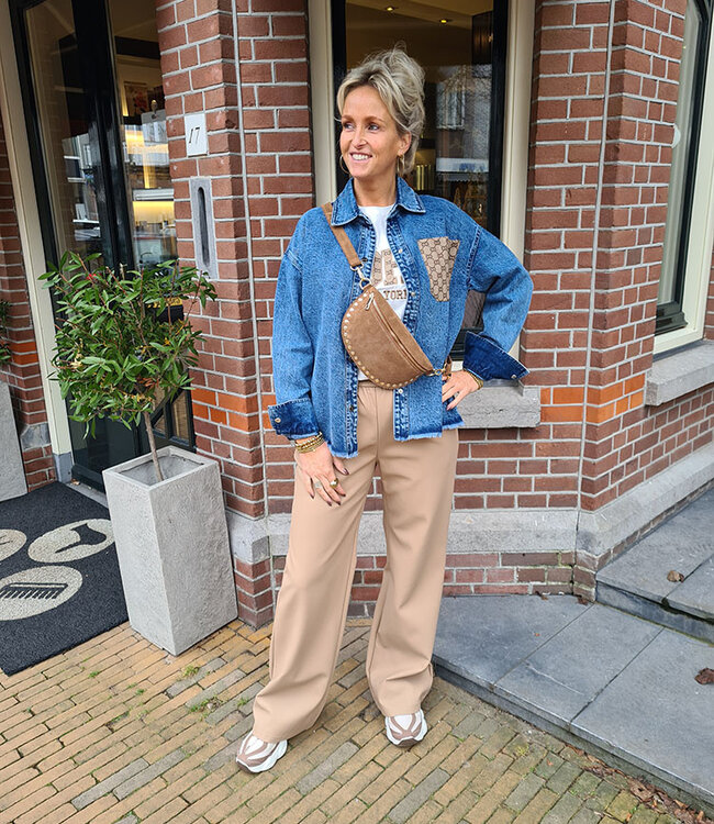 Crossbody Suede met Studs Camel