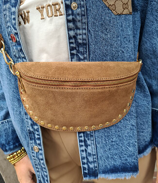Crossbody Suede met Studs Camel