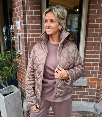 Gewatteerd Jack Glans Taupe